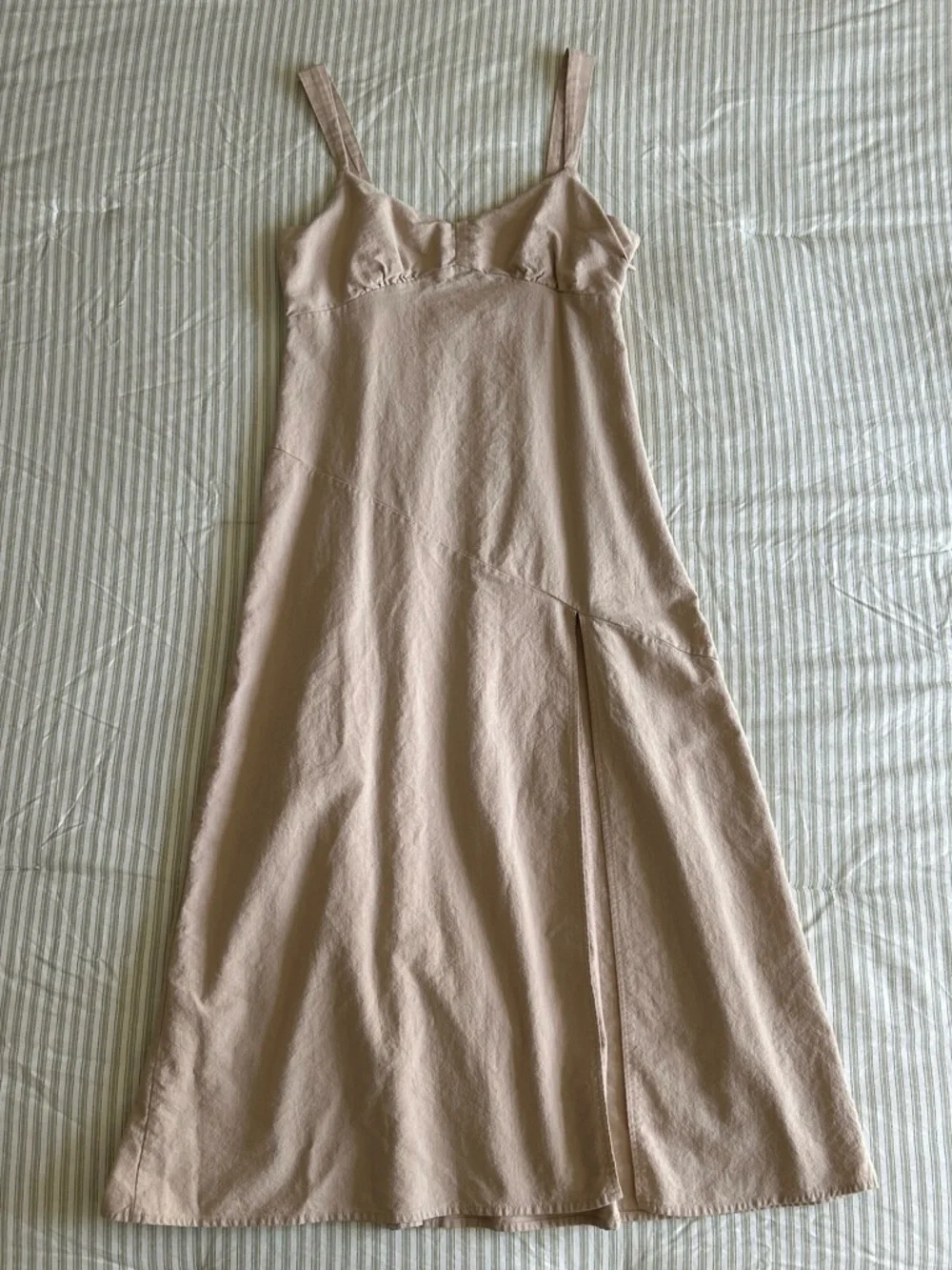 Altar'd State Taupe Fit and Flare Midi Dress with Thigh Slit - Picture 8 of 8